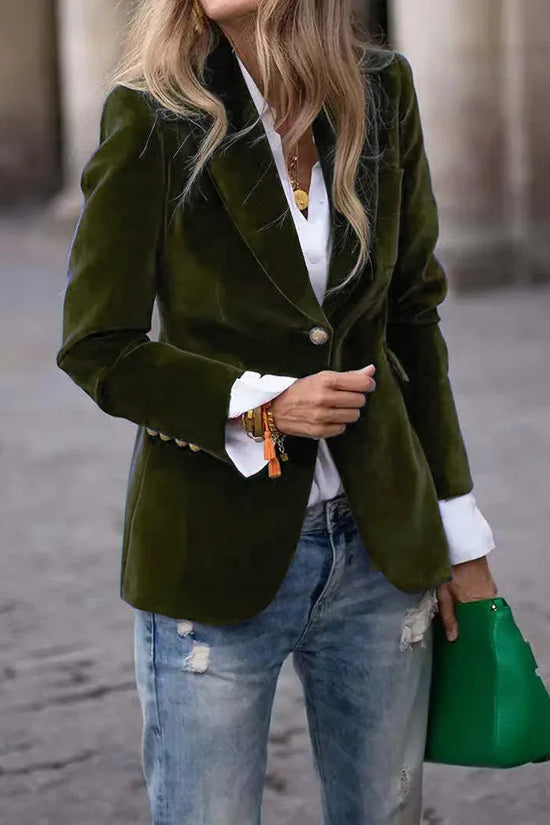 Velvet Lapel Casual Suit Business Fashion Slim Single-breasted Jacket Outwear Clothing For Women - DanaFashionstore
