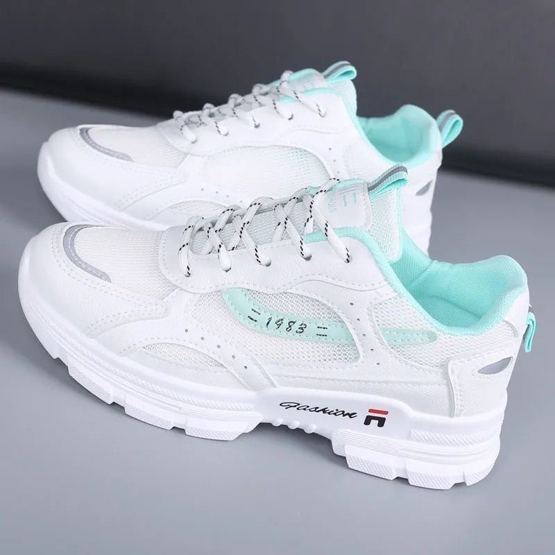Dad Shoes Women's Summer Breathable Mesh Thin Student Board Shoes $29.99 Dana Fashion Color: Blue size: 35 Women's shoes Product information: Pattern: solid color Color: white, blue, pink Heel height: super high heel (above 8cm) Size: 35, 36, 37, 38, 39,