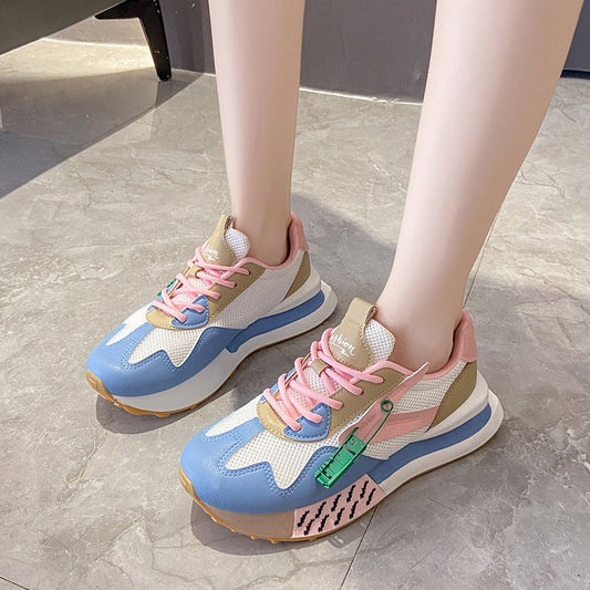 Daddy Breathable Summer Genuine Leather Thick Bottom Women's Clothing Argan Sneaker $40.81 Dana Fashion Color: Blue Size: 36 Women's shoes Product information: Pattern: solid color Applicable sports: Universal Lining material: Mesh Color: yellow, green, b