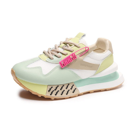 Daddy Breathable Summer Genuine Leather Thick Bottom Women's Clothing Argan Sneaker $40.81 Dana Fashion Color: Blue Size: 36 Women's shoes Product information: Pattern: solid color Applicable sports: Universal Lining material: Mesh Color: yellow, green, b