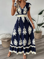 Cap Sleeve Ruffle Hem A-Line Dress 2026 - Casual Spaghetti Strap Dress - DanaFashionstore