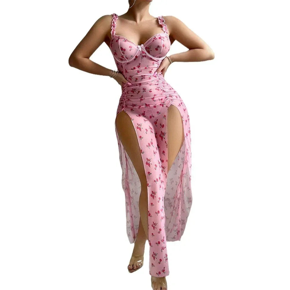 Sexy Pink Valentine's Day Dress T-back Two-piece Set - DanaFashionstore