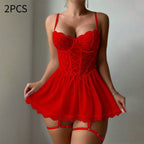 Lace Sheer Nightgown And Mesh Thong Set - DanaFashionstore