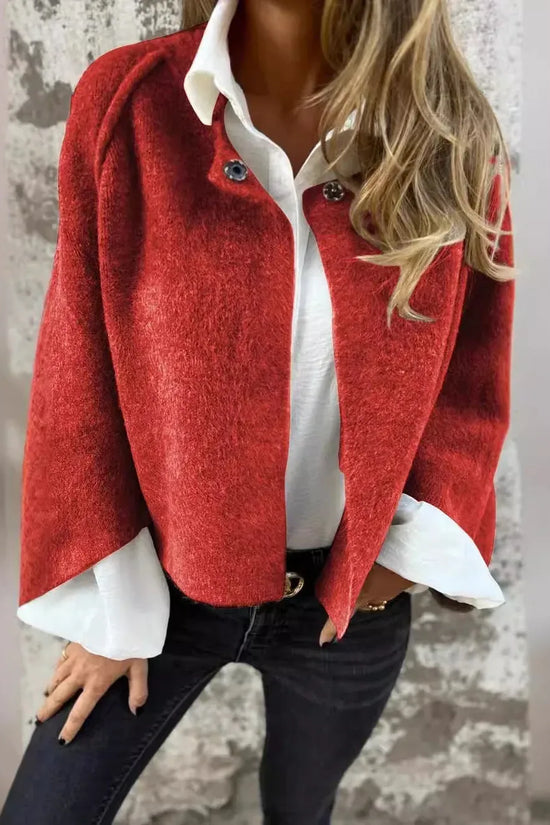 Women's Batwing Sleeve Cardigan Ins Fashion Cropped Jacket Tops Autumn And Winter Loose Short Cashmere Coat - DanaFashionstore