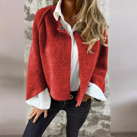 Women's Batwing Sleeve Cardigan Ins Fashion Cropped Jacket Tops Autumn And Winter Loose Short Cashmere Coat - DanaFashionstore