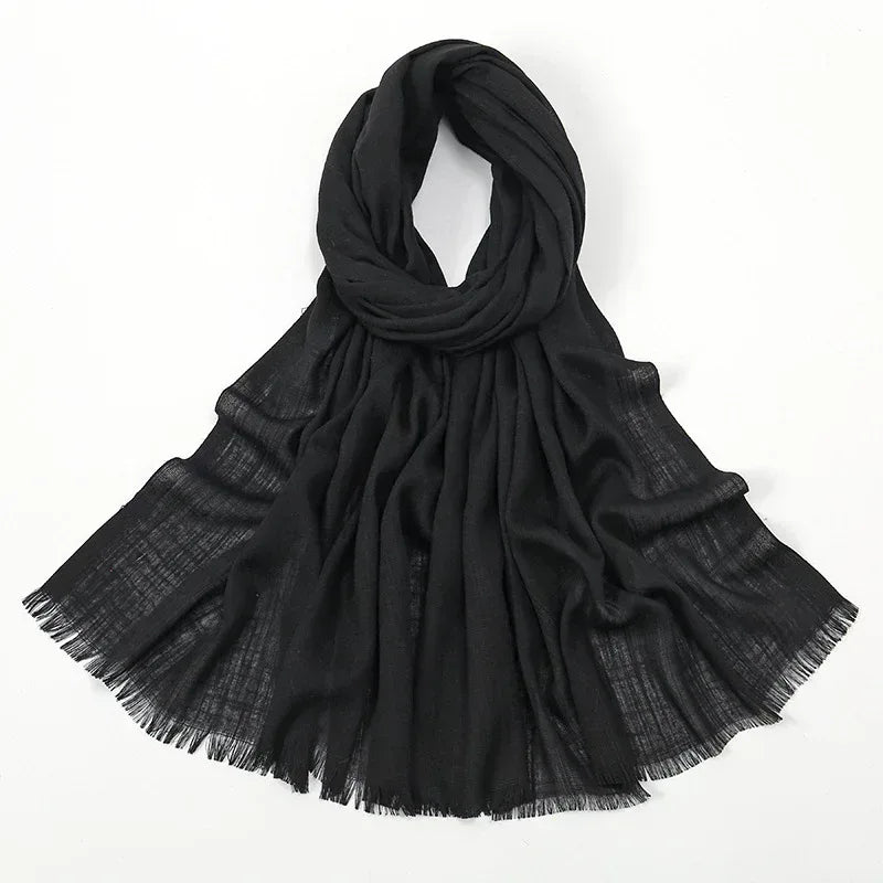 Flat Slub Cotton Solid Color Scarf Breathable Monochrome - DanaFashionstore