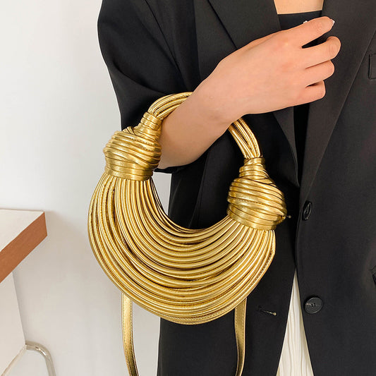 Instafamous Metal Noodles Underarm Bag Fashion Shiny Surface - Dana Fashion
