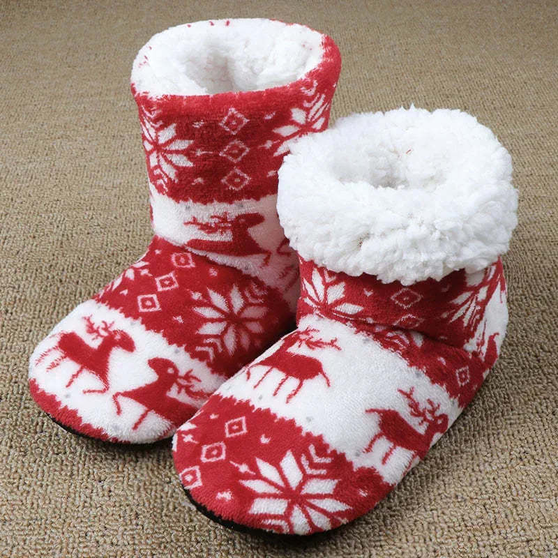 Christmas Elk Floor Shoes Indoor Socks Shoes Warm Plush House Slippers - DanaFashionstore