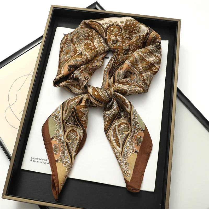 Artificial Silk Striped High-grade Korean Style Stylish Beach Arm Bag Silk Scarf - DanaFashionstore