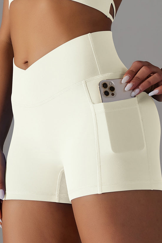 Yoga Shorts With Phone Pocket Design Fitness Sports Pants For Women Clothing