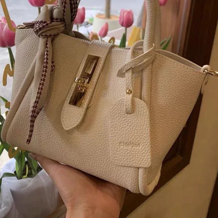 Litchi Pattern Soft Leather Portable Tote Bag - DanaFashionstore