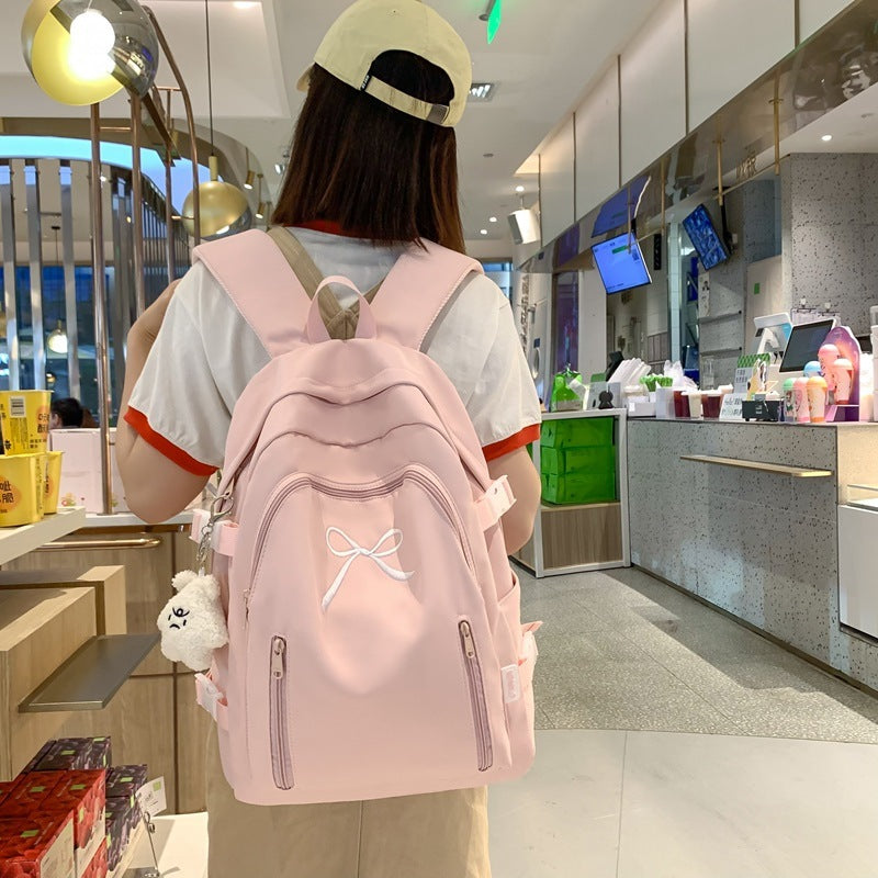 Large Capacity Girl Bow Backpack With College Style - Dana Fashion