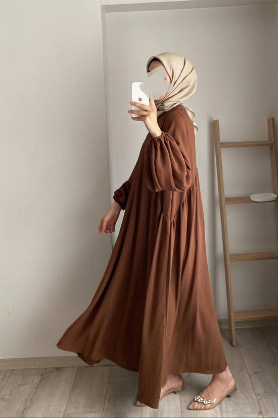 New Muslim Women's Wear Solid Color Elegant Fashion Loose Pullover Dress