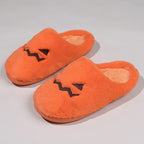Cute Halloween Pumpkin Slippers Winter Warm Plush Bedroom Floor Home Slippers Casual Slip On Comfortable Cozy Indoor House Shoes - DanaFashionstore