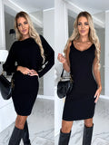 2pcs Suit Women's Solid Stripe Long-sleeved Top And Tight Suspender Skirt Fashion Autumn Winter Slim Clothing - DanaFashionstore