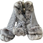 Fur Coat Women's Short Houndstooth Fur Collar Silver Fox Fur Jacket - DanaFashionstore
