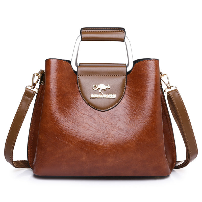 Large Capacity Totes Middle-aged High-grade Soft Leather Shoulder - Dana Fashion