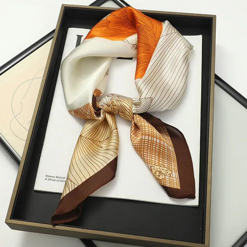 Artificial Silk Striped High-grade Korean Style Stylish Beach Arm Bag Silk Scarf - DanaFashionstore