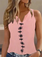Floral Print Tank Top, Casual Notch Neck Summer Sleeveless Top, Women's Clothing - DanaFashionstore