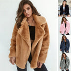 Sexy Plush Lapel Woolen Coat Women - DanaFashionstore