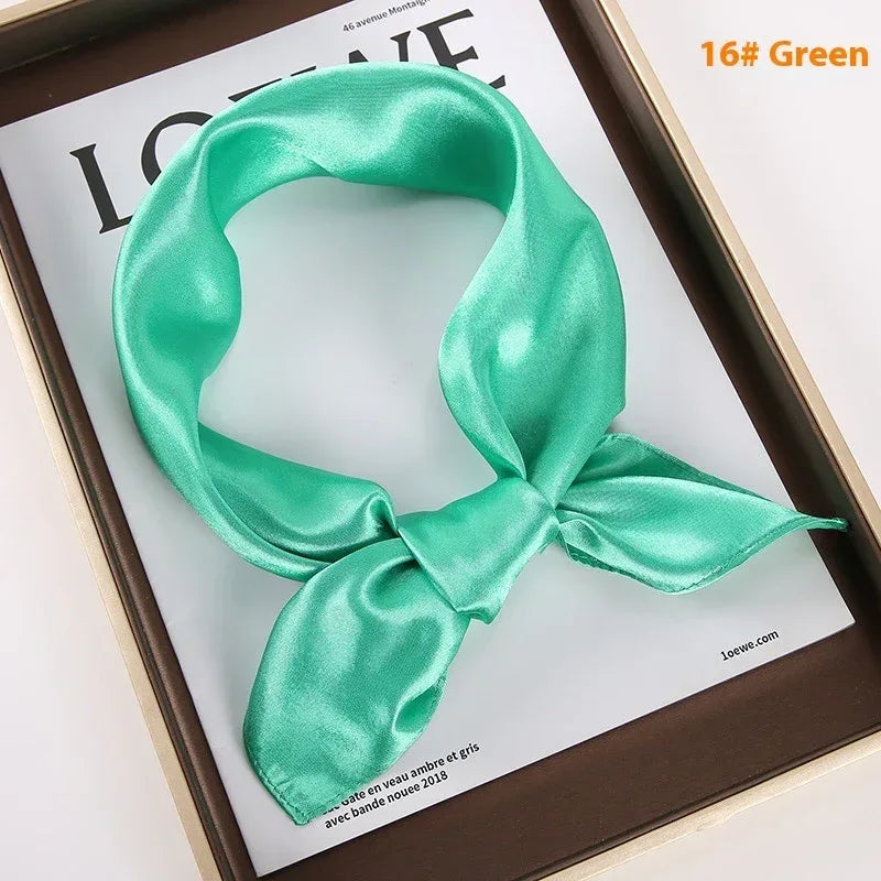 Solid Color Square Scarf Artificial Silk Small Square Towel - DanaFashionstore