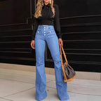Women's Patchwork Jeans Slim Fit Slimming Stretch Flared Pants - DanaFashionstore