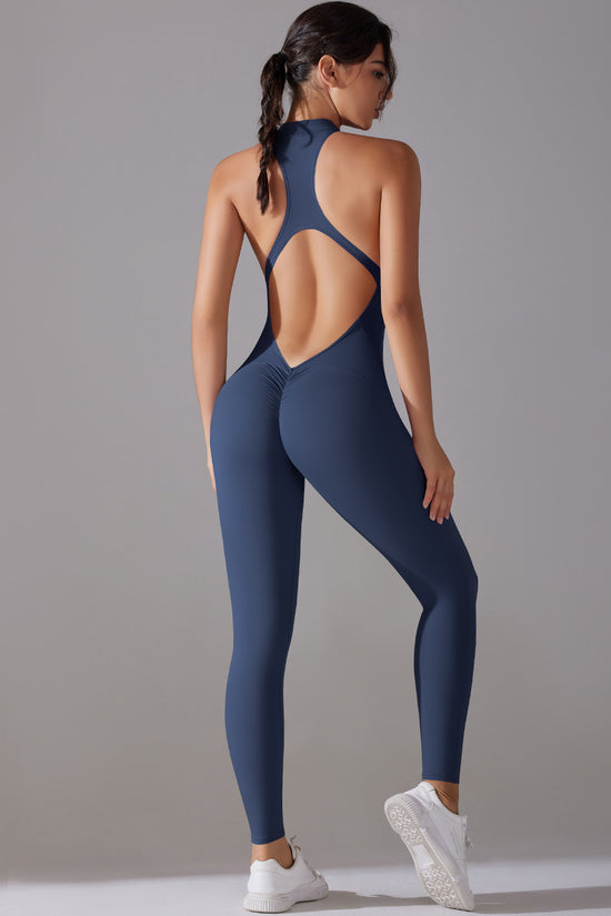 Solid Beauty-back Long Pants Jumpsuit Yoga Fitness Running Dance Slim Bodysuit Women Sports Clothing