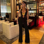 Lace-Up Golden 3D Flower Jumpsuit 2026 - One-Piece Trousers - DanaFashionstore