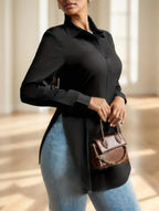 Split Button Front Shirt - DanaFashionstore