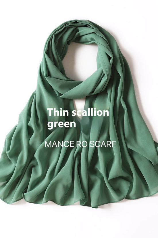Pure Color Pearl Chiffon Scarf Headcloth Veil Chiffon Scarf