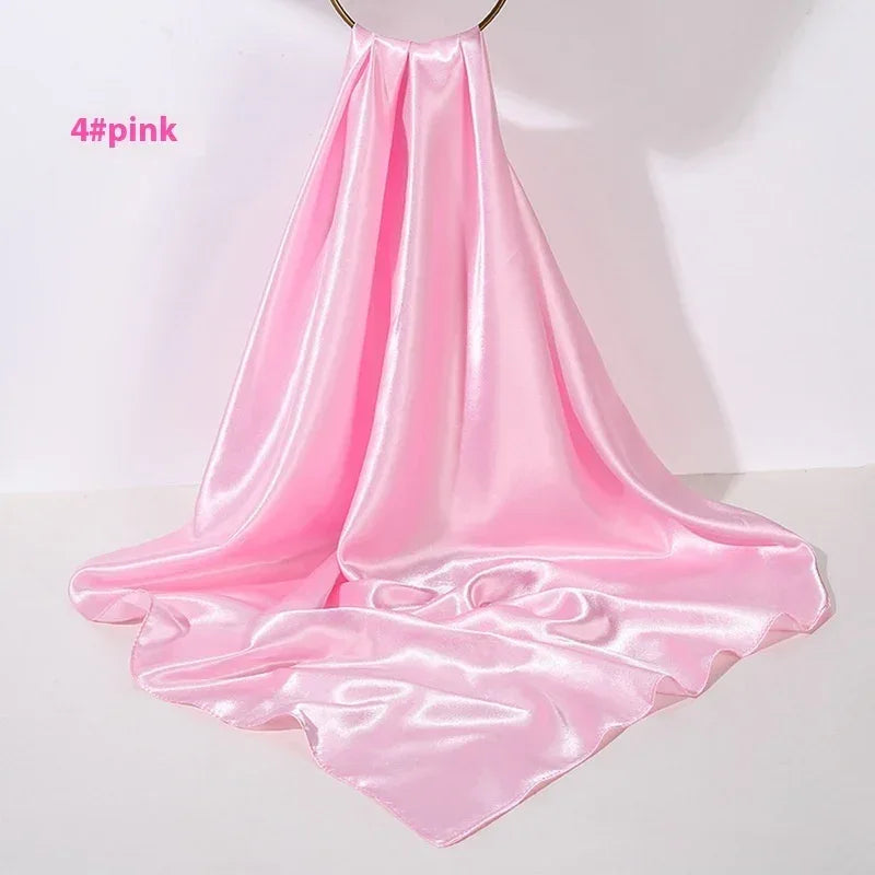Pure Color Silk Scarf Artificial Silk 90cm Shiny Satin Shawl - DanaFashionstore