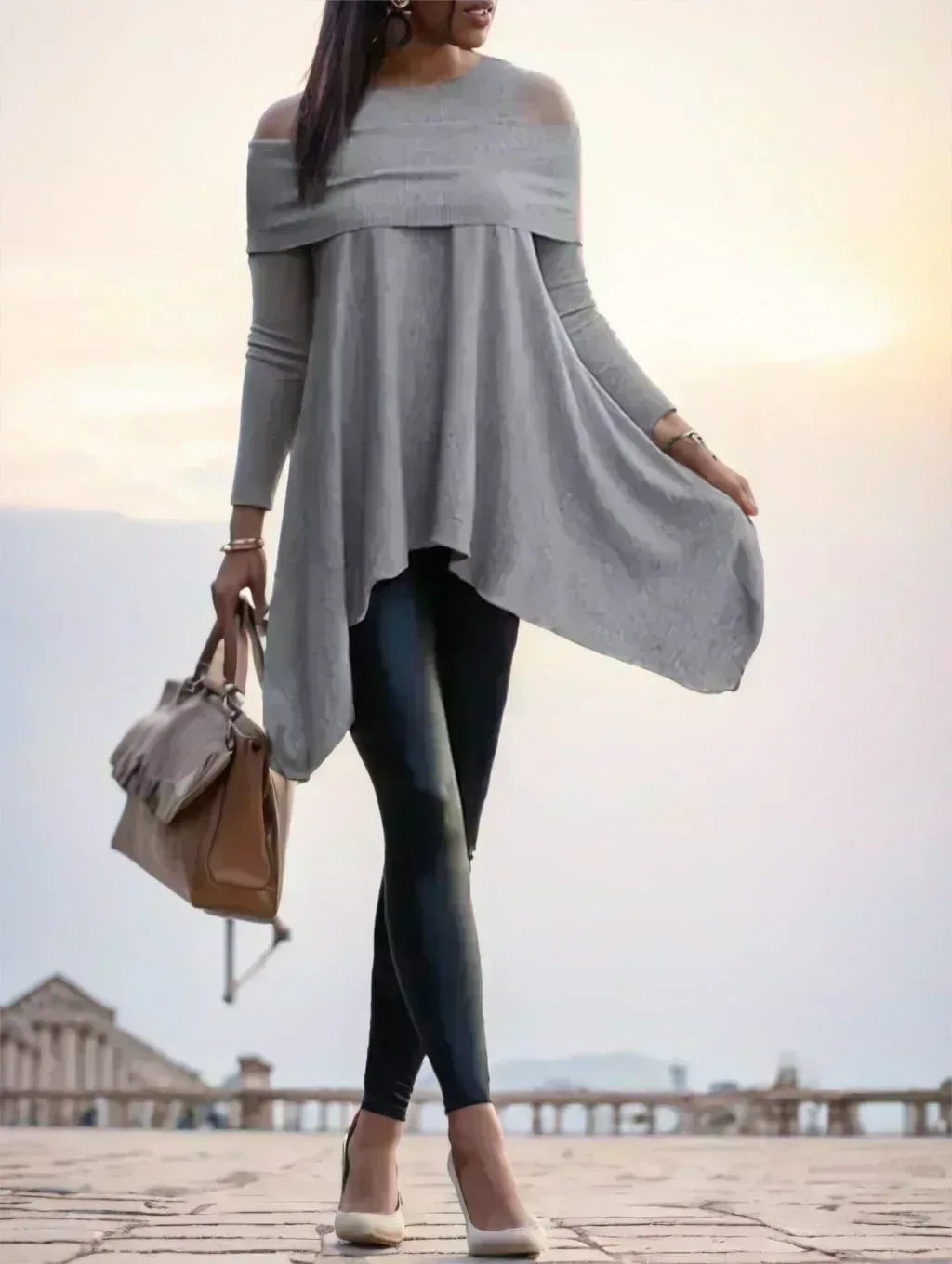 A Solid-colored Long-sleeved Top For Ladies - DanaFashionstore