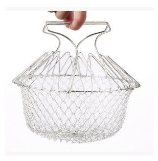Deep Fry Basket Stainless Steel Multi-function Foldable Chef Cooking Basket Flexible Kitchen Tool for Fried Food Washing Fruits Vegetables $19.39 Dana Fashion default: default Dana's Kitchen Overview: It is cast with high-quality 304 stainless steel, and