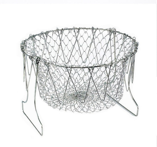 Deep Fry Basket Stainless Steel Multi-function Foldable Chef Cooking Basket Flexible Kitchen Tool for Fried Food Washing Fruits Vegetables $19.39 Dana Fashion default: default Dana's Kitchen Overview: It is cast with high-quality 304 stainless steel, and