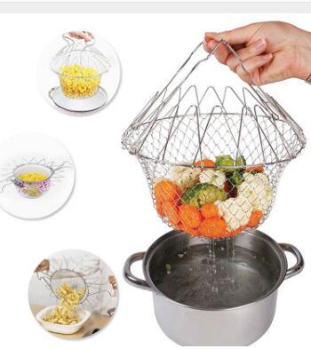 Deep Fry Basket Stainless Steel Multi-function Foldable Chef Cooking Basket Flexible Kitchen Tool for Fried Food Washing Fruits Vegetables $19.39 Dana Fashion default: default Dana's Kitchen Overview: It is cast with high-quality 304 stainless steel, and