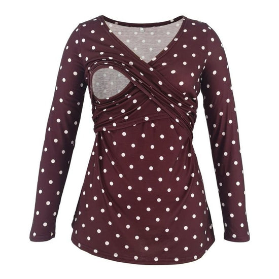 Deep V-neck print long sleeves $20.27 Dana Fashion Color: Black stripes Size: L Baby & Mother Main fabric composition: polyester fiber