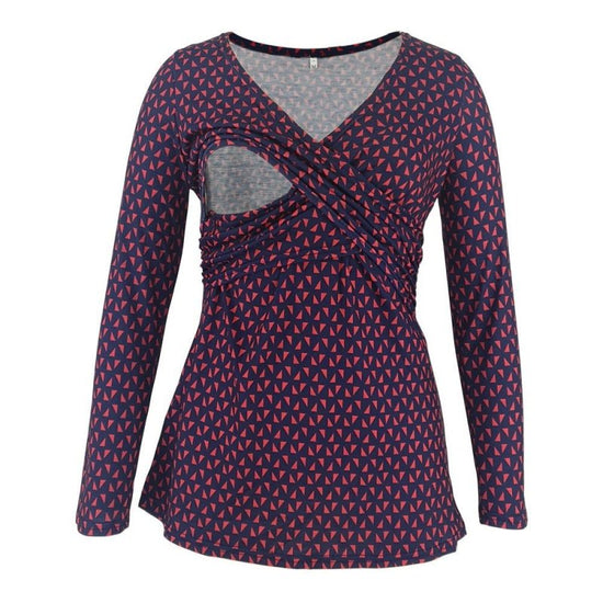 Deep V-neck print long sleeves $20.27 Dana Fashion Color: Black stripes Size: L Baby & Mother Main fabric composition: polyester fiber