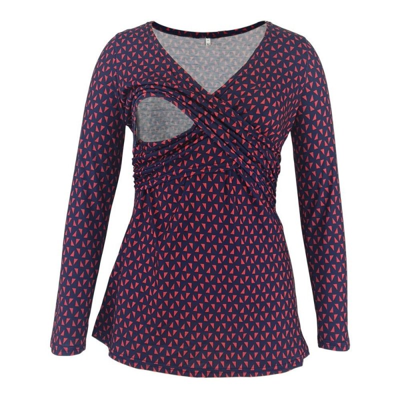Deep V-neck print long sleeves $20.27 Dana Fashion Color: Black stripes Size: L Baby & Mother Main fabric composition: polyester fiber