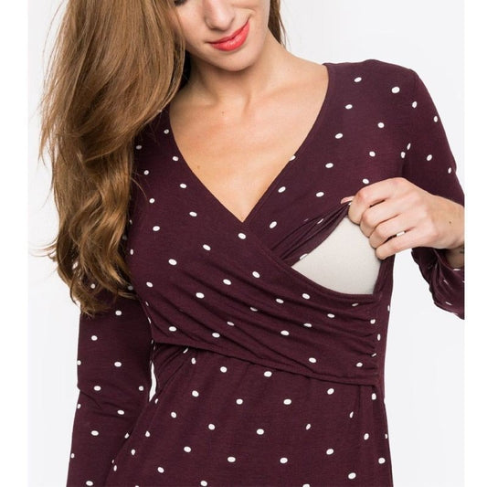 Deep V-neck print long sleeves $20.27 Dana Fashion Color: Black stripes Size: L Baby & Mother Main fabric composition: polyester fiber