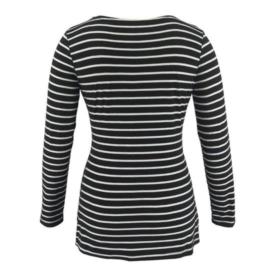 Deep V-neck print long sleeves $20.27 Dana Fashion Color: Black stripes Size: L Baby & Mother Main fabric composition: polyester fiber