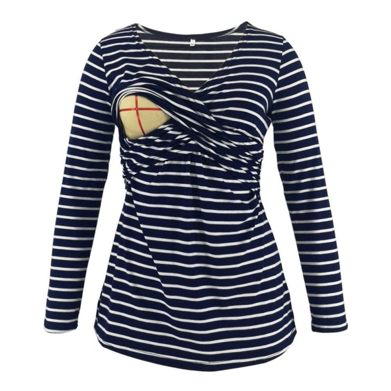 Deep V-neck print long sleeves $20.27 Dana Fashion Color: Black stripes Size: L Baby & Mother Main fabric composition: polyester fiber