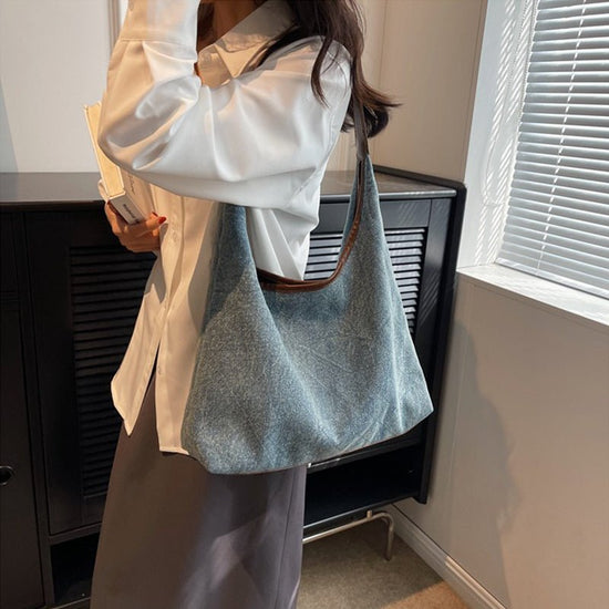 Denim Canvas Bucket Bag Fashion Large Capacity Shoulder Bags For Women Tote Handbag Female Shopping Bags $39.00 Dana Fashion Color: Dark Blue Women's Bags Product information: Material:canvas Style: fashionable and simple Features:Solid color Color: dark