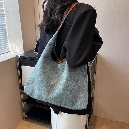 Denim Canvas Bucket Bag Fashion Large Capacity Shoulder Bags For Women Tote Handbag Female Shopping Bags $39.00 Dana Fashion Color: Dark Blue Women's Bags Product information: Material:canvas Style: fashionable and simple Features:Solid color Color: dark