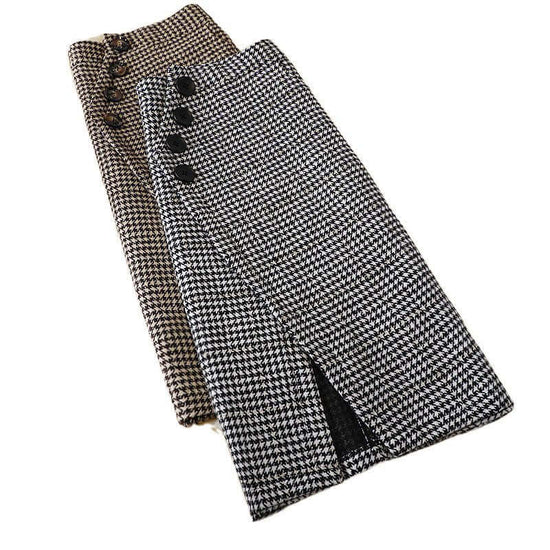 Design Houndstooth Midi Skirt $45.90 Dana Fashion Color: Black Size: 2XL Women's clothing Product information: Fabric name: Woolen Skirt-type: Princess dress Color: Gray,Brown Main fabric composition: Polyester Size: S,M,L,XL,XXL Style type: temperament c