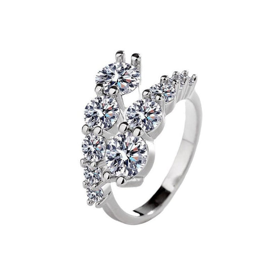 Design Sense Micro-inlaid Zircon Ring Women $12.03 Dana Fashion Color: White Gold Color Women's Accessories Product information: Type: open mouth Treatment Process: Electroplating Color: white gold Applicable population: Female Style: Other Material: Copp