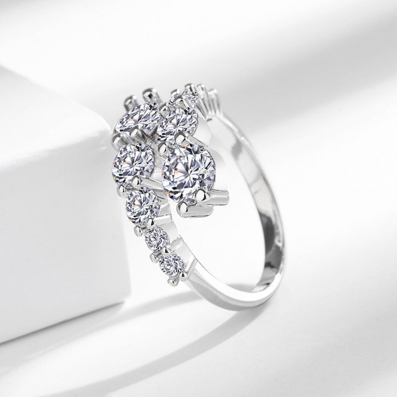 Design Sense Micro-inlaid Zircon Ring Women $12.03 Dana Fashion Color: White Gold Color Women's Accessories Product information: Type: open mouth Treatment Process: Electroplating Color: white gold Applicable population: Female Style: Other Material: Copp