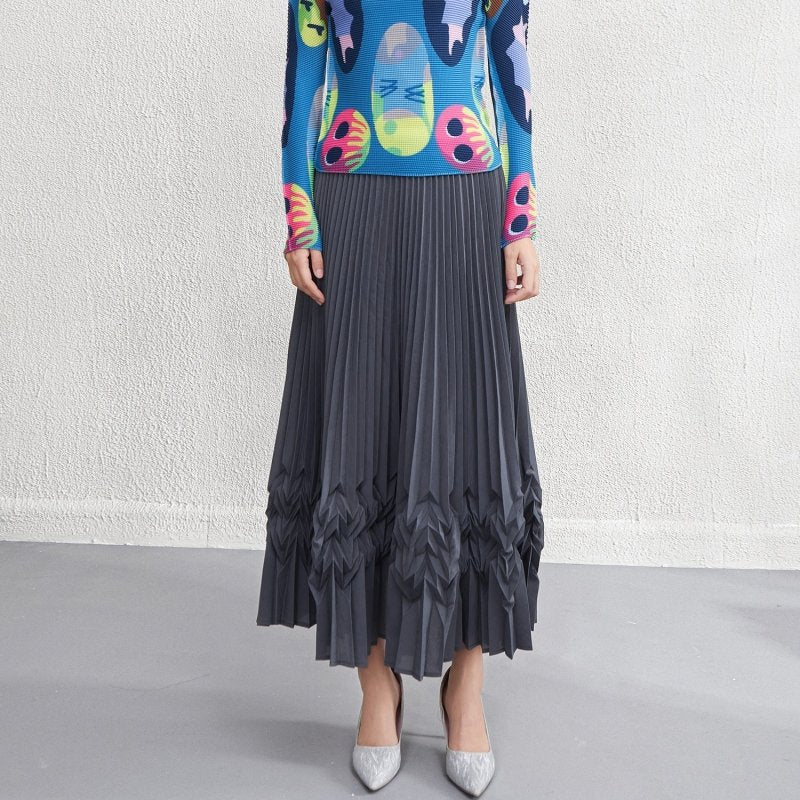 Design Sense Niche Three-dimensional Pleated Skirt $89.50 Dana Fashion Color: Gray Size: Average Size Women's clothing Product information: Color: black, white, gray, brown Elastic: medium elastic Main fabric composition: Polyester (polyester fiber) Size: