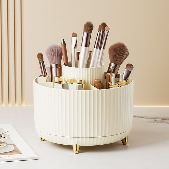 Desktop Swivel Makeup Brush Organizer $22.93 Dana Fashion Color: Cream makeup Product information: Specific material: ABS Proportion of new plastic materials: 100% Product characteristics: uncovered, with partition, others Function: sorting Storage scene: