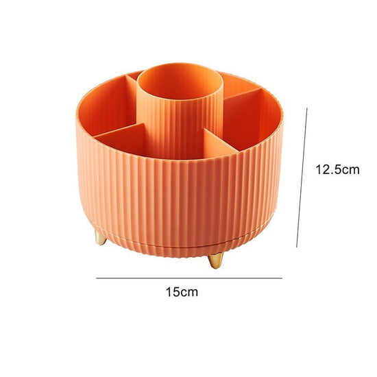 Desktop Swivel Makeup Brush Organizer $24.55 Dana Fashion Color: Orange makeup Product information: Specific material: ABS Proportion of new plastic materials: 100% Product characteristics: uncovered, with partition, others Function: sorting Storage scene