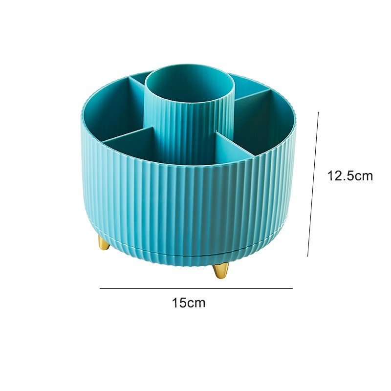 Desktop Swivel Makeup Brush Organizer $24.55 Dana Fashion Color: Blue makeup Product information: Specific material: ABS Proportion of new plastic materials: 100% Product characteristics: uncovered, with partition, others Function: sorting Storage scene: